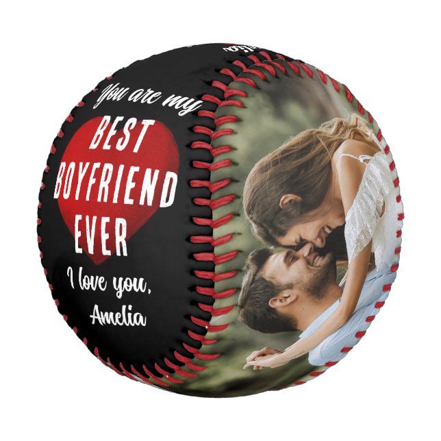 Mein bester Freund je Rotes Herz 2 Fotos Baseball (Schrägansicht)