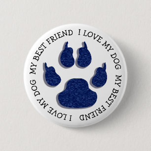 Mein bester Freund Paw Print Dog Canine Button
