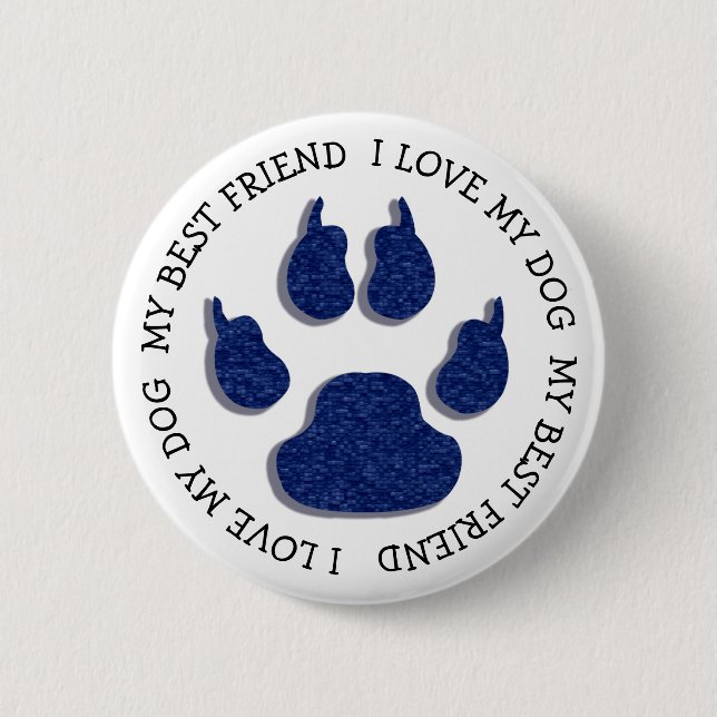 Mein bester Freund Paw Print Dog Canine Button (Vorderseite)