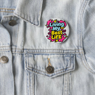 Mein bestes Leben in farbenfroher Pop-Art-Grafik Button