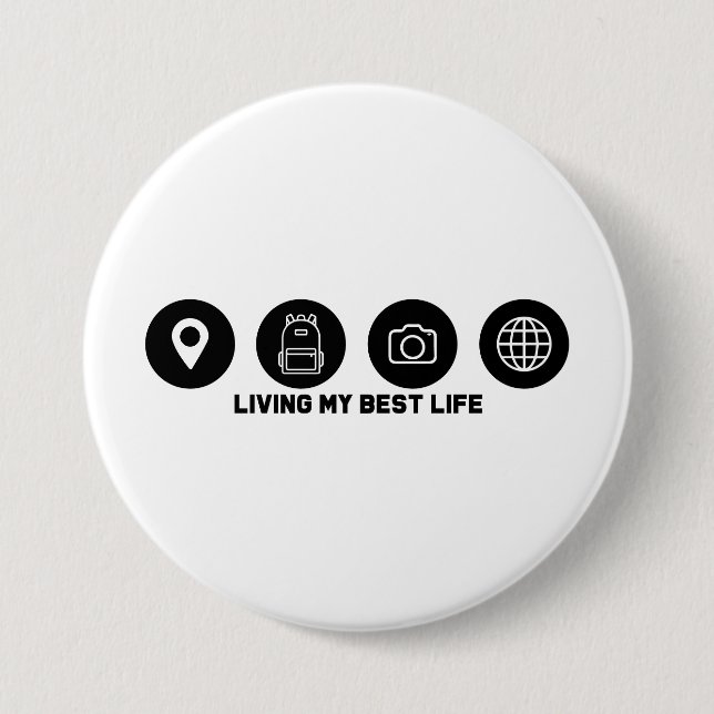 Mein bestes Leben leben auf Reisen Button (Vorderseite)