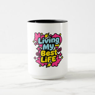 Mein bestes Leben lebendige farbenfrohe Pop-Art-Gr Tasse
