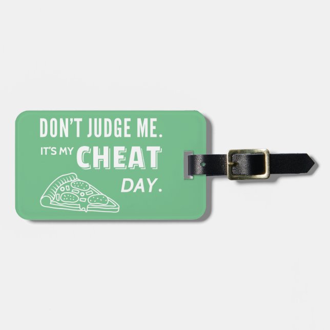 Mein Betrüger-Tag essen Pizza-Diät-Spaß Gepäckanhänger (Vorderseite horizontal)
