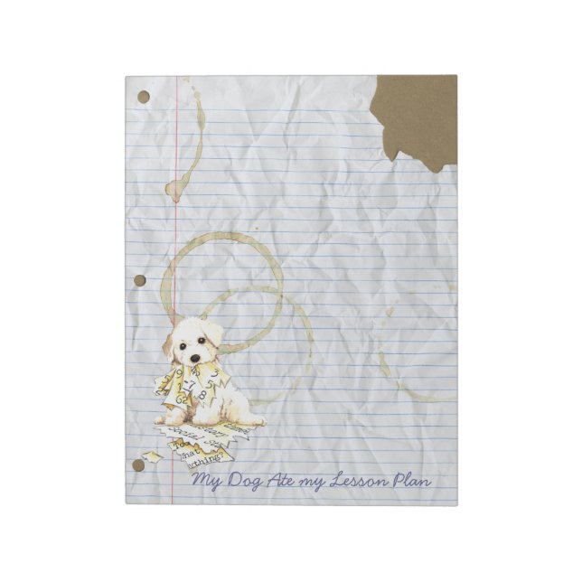 Mein Bichon Frise hat meinen Lektionsplan beendet Notizblock (Rotiert)