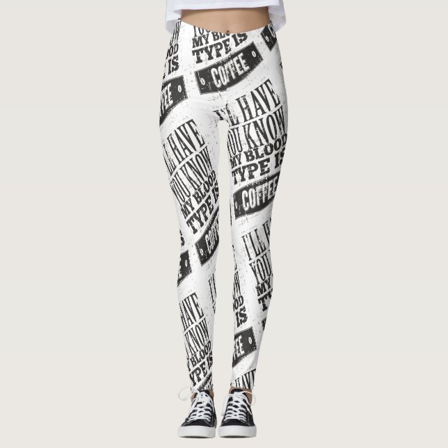 Mein Bluttyp ist schwarz grau Leggings (Vorderseite)