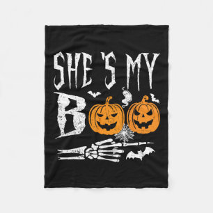 Mein Boo Skeleton Hand Pumpkin Halloween Matching  Fleecedecke
