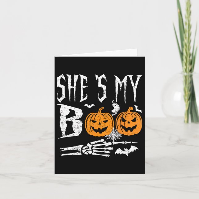 Mein Boo Skeleton Hand Pumpkin Halloween Matching  Karte (Vorderseite)