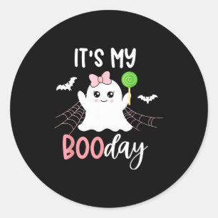 Mein Boo-Tag Süß Halloween Geburtstag Geist Rosa  Runder Aufkleber