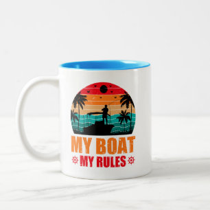 Mein Boot, Meine Regeln, Angler, Sonnenuntergang V Zweifarbige Tasse