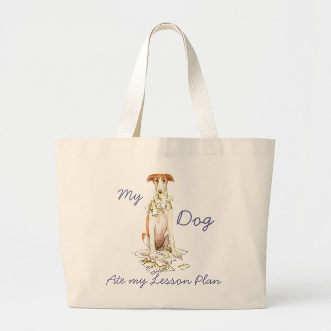 Mein Borzoi Ate my Lessingplan Jumbo Stoffbeutel (Vorne)