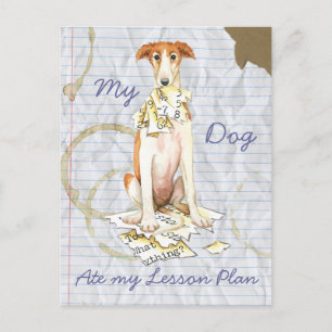 Mein Borzoi Ate My Lessingplan Postkarte