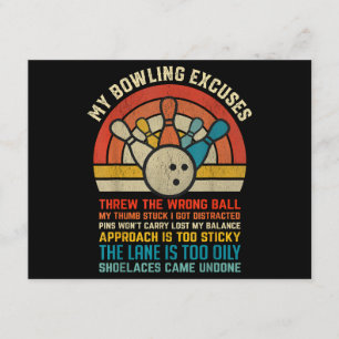 Mein Bowling entschuldigt Retro Vintage Bowler Bow Begleitkarte