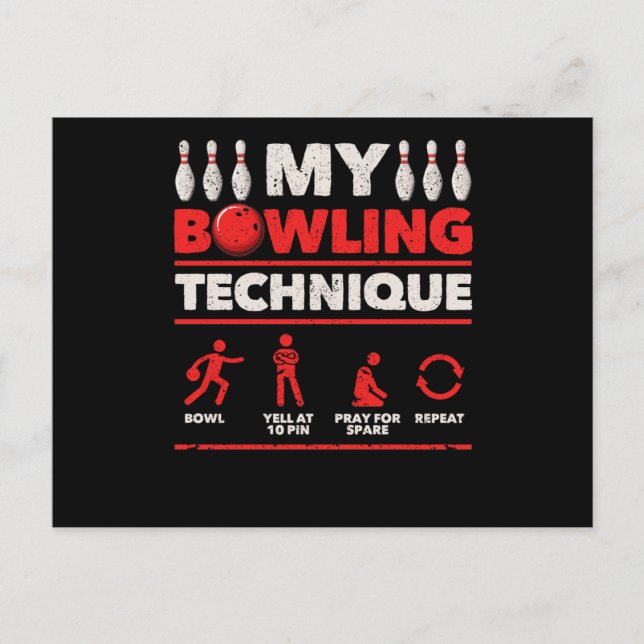 Mein Bowling Technik Bowl Yell um 10 Button beten Postkarte (Vorderseite)
