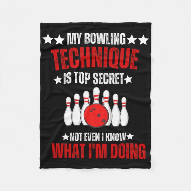 Mein Bowling Technik Top Secret Funny Bowling Bowl Fleecedecke (Vorderseite)