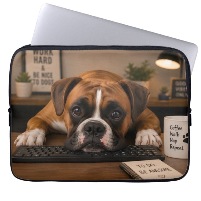 Mein Boxerhund Arbeitet Hart Laptopschutzhülle (Vorderseite)