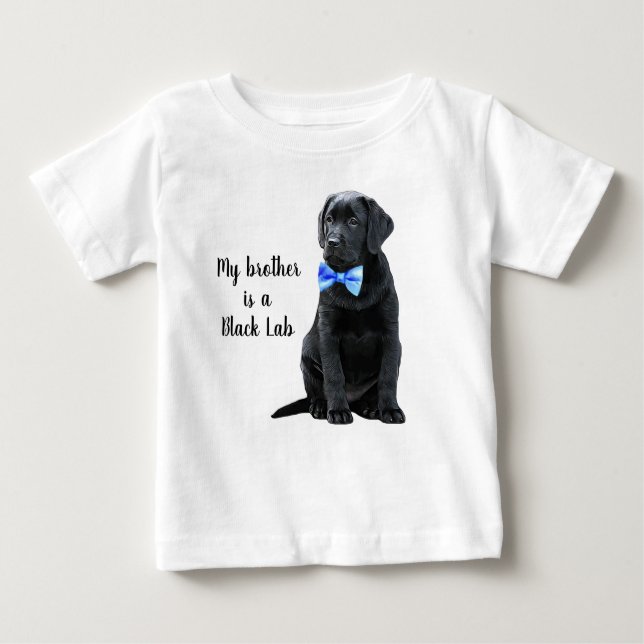 Mein Bruder ist Black Lab - Black Labrador Puppy B Baby T-shirt (Vorderseite)