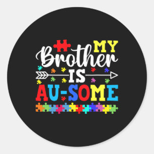Mein Bruder ist ein paar Autismus-Bewusstseinsgesc Runder Aufkleber