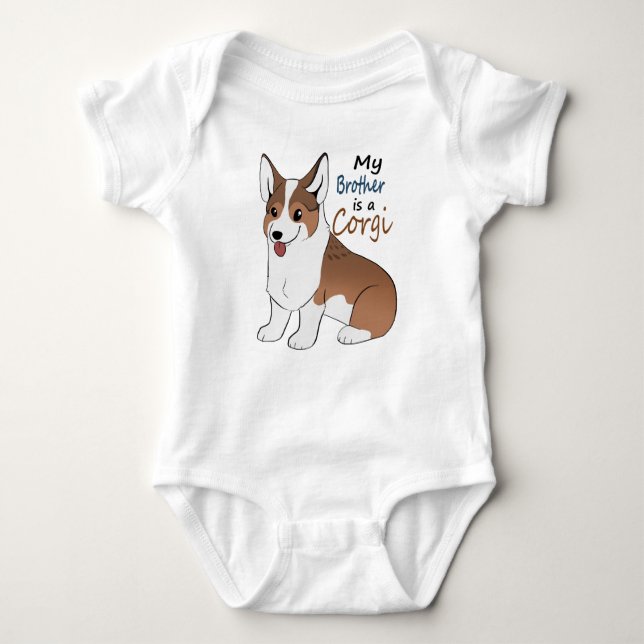 Mein Bruder ist ein Sabiel Corgi Baby Strampler (Vorderseite)