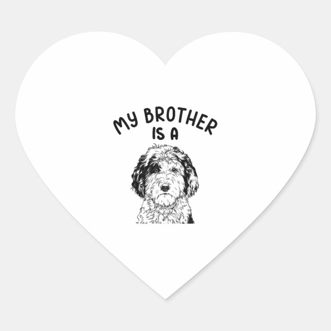 Mein Bruder ist ein Sheepadoodle Funny Doodle Dood Herz-Aufkleber (Vorderseite)