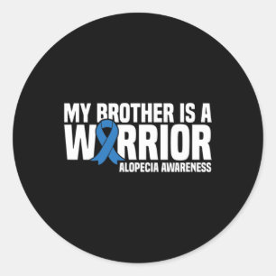 Mein Bruder ist ein Warrior Blue Ribbon Alopecia A Runder Aufkleber