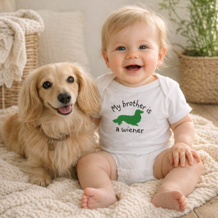 Mein Bruder ist ein Wiener Langhaar-Dachshund-Outf Baby Strampler