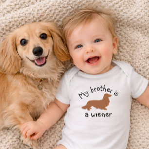 Mein Bruder ist ein Wiener Langhaar-Dachshund-Outf Baby Strampler