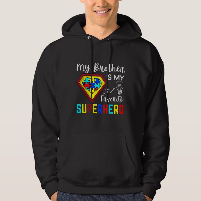 Mein Bruder ist mein Lieblingsheld Autismus Awaren Hoodie (Vorderseite)