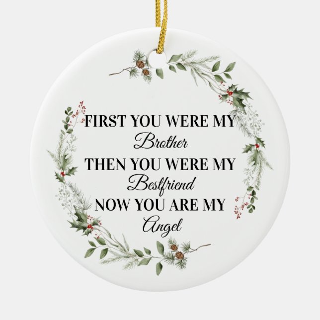 Mein Bruder, mein Engel-Ornament, Gedenkstätte Keramik Ornament (Vorne)