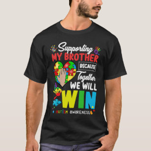 Mein Bruder mit Puzzle Autismusrisiko-Monat unters T-Shirt