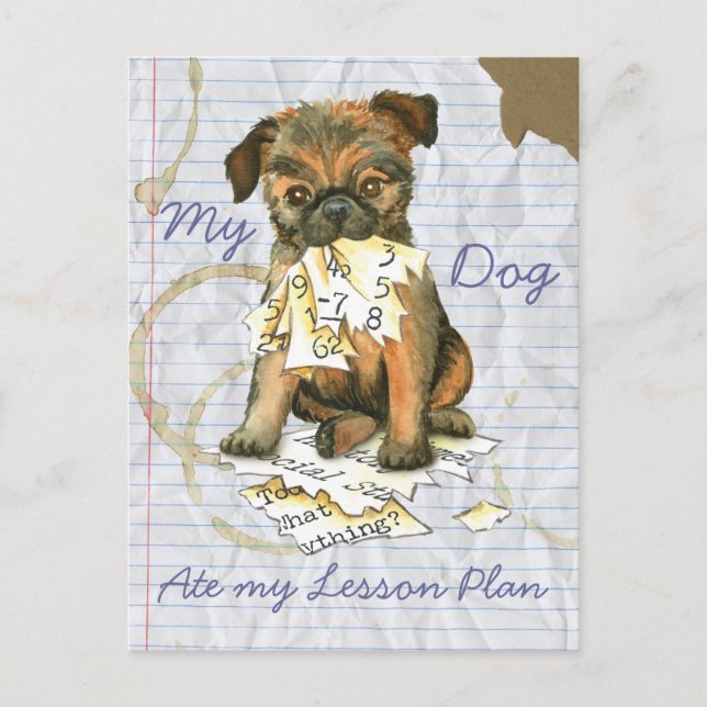 Mein Brüsseler Griffon Ate My Lesson Plan Postkarte (Vorderseite)