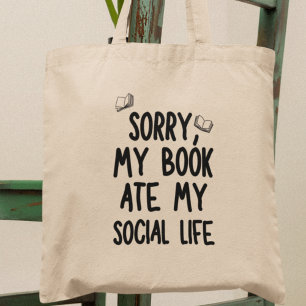 Mein Buch Ate my Social Life Fun Bookworm Libraria Tragetasche