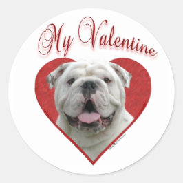 Mein Bulldog Valentine Runder Aufkleber