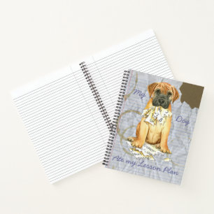 Mein Bullmastiff hat meinen Lektionsplan aufgegrif Notizbuch