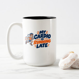 Mein Cardio kommt zu spät Lustiger Lauf Zweifarbige Tasse