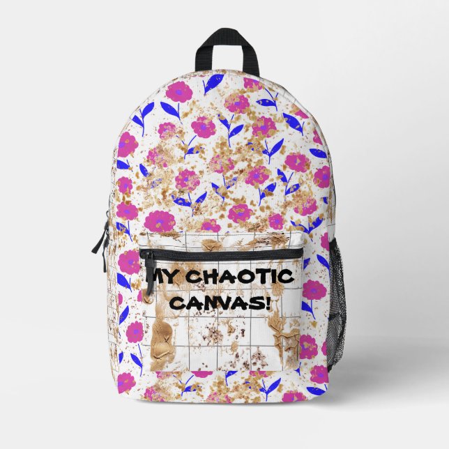MEIN CHAOTISCHER LEINWAND-Rucksack! Bedruckter Rucksack (Vorderseite)