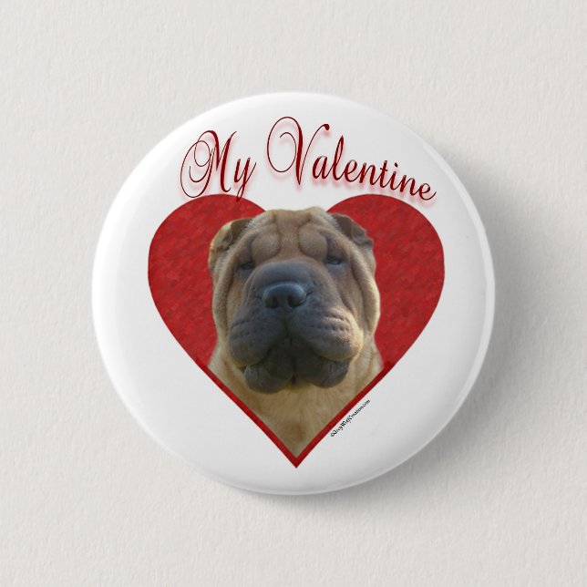Mein chinesischer Shar-Pei Valentine Button (Vorderseite)