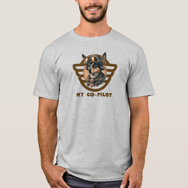 Mein Co-Pilot-Pilot-Typografie & Hunde-Pilotprogra T-Shirt (Vorderseite)