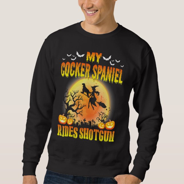 Mein Cocker Spaniel Hund fährt Shotgun Frohes Hall Sweatshirt (Vorderseite)