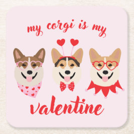 Mein Corgi ist mein Valentine Rechteckiger Pappuntersetzer