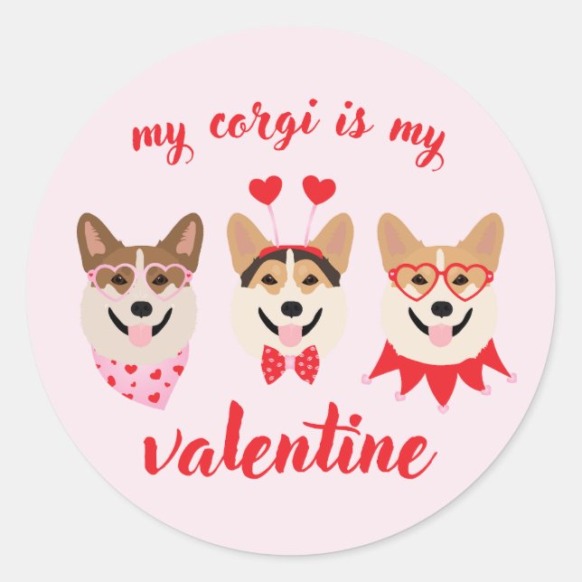 Mein Corgi ist mein Valentine Runder Aufkleber (Vorderseite)