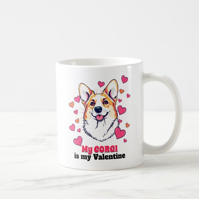 Mein Corgi ist mein Valentinhund Niedlich Funny Kaffeetasse (Rechts)