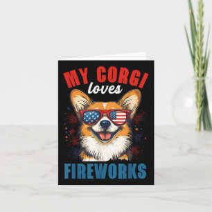 Mein Corgi Lieben Feuerwerk 4. Juli Patriotischer  Karte