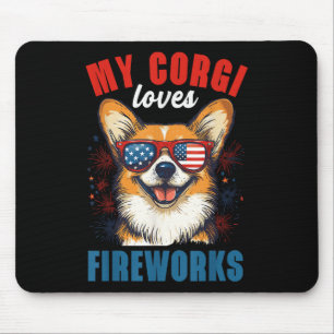 Mein Corgi Lieben Feuerwerk 4. Juli Patriotischer Mousepad