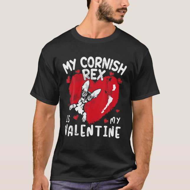 Mein Cornish Rex ist meine Valentinerkatze Lover V T-Shirt (Vorderseite)