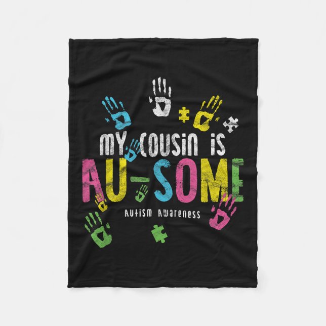 Mein Cousin ist ein Au-some _ Autismus Bewusstsein Fleecedecke (Vorderseite)