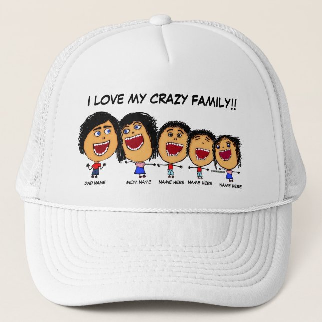 Mein Crazy Family Cartoon Truckerkappe (Vorderseite)