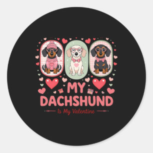 Mein Dachshund ist mein Valentinstag Süßer Hund Li Runder Aufkleber
