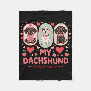 Mein Dachshund ist mein Valentinstag Süßer Hunde L Fleecedecke