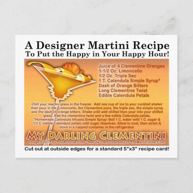Mein Darling Clementini Martini Rezept Postkarte (Vorderseite)