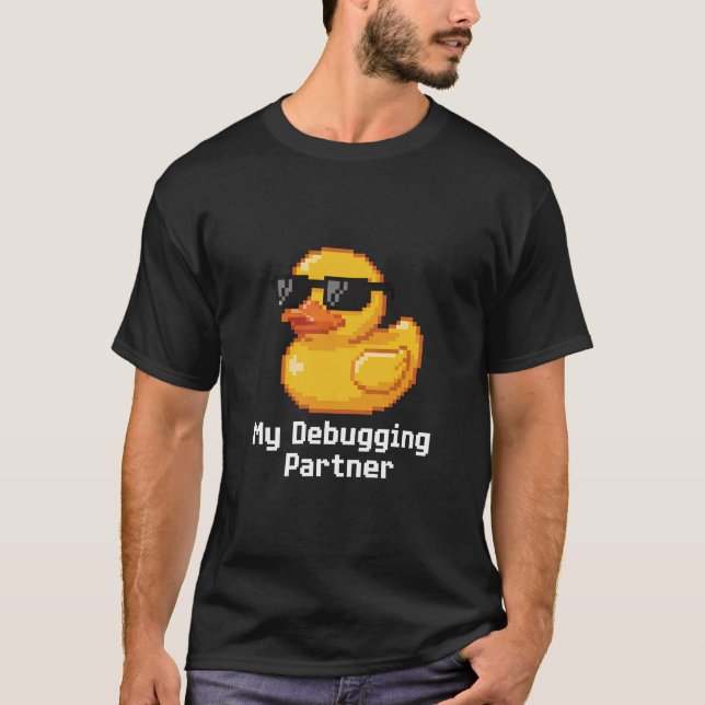 Mein Debugging-Partner Rubber Duck Pixel Art T-Shirt (Vorderseite)